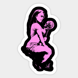 Woman and skull (pink version) Sticker